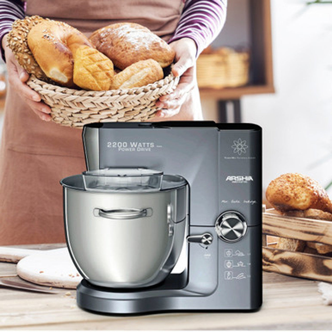 Arshia Planetary Stand Mixer 10L 8 Speeds + 3 Attachments