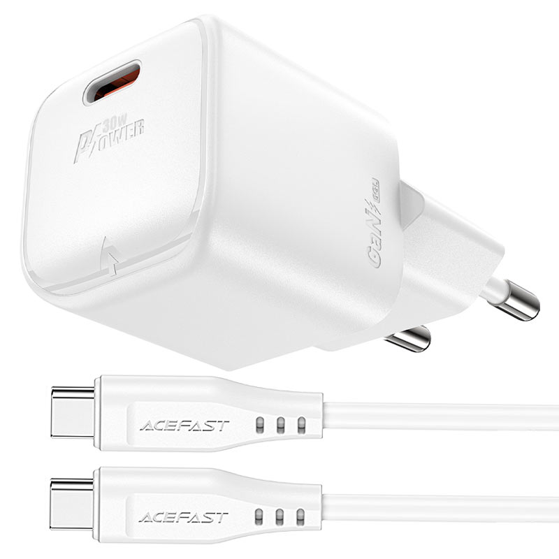 ACEFAST A77 Mini PD30W GaN USB-C Charger Set with C3-03 Cable (EU)