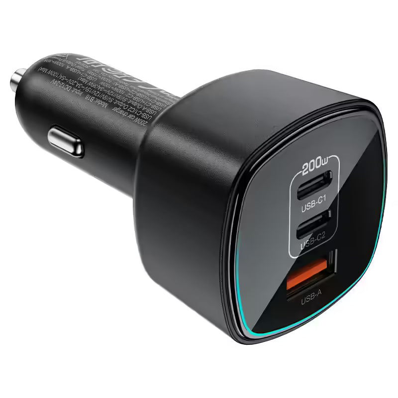 ACEFAST B18 200W Fast Car Charger 3-Port (2×USB-C + USB-A)