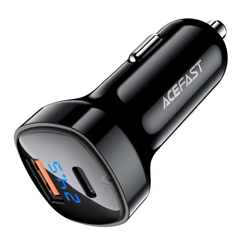 ACEFAST B4 66W Car Charger USB-C 36W + USB-A 30W with LED Display