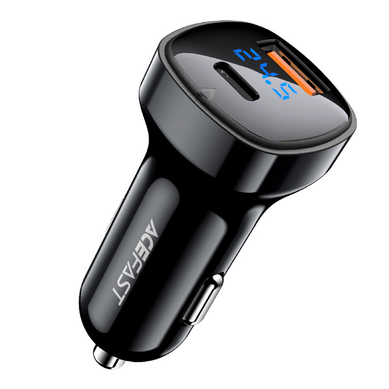 ACEFAST B4 66W Car Charger USB-C 36W + USB-A 30W with LED Display