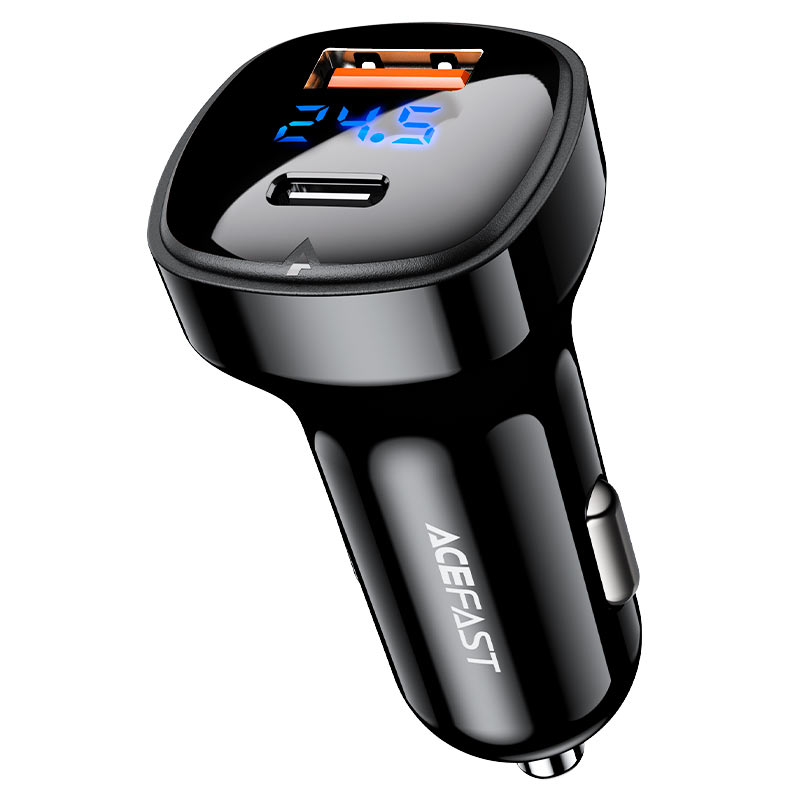 ACEFAST B4 66W Car Charger USB-C 36W + USB-A 30W with LED Display