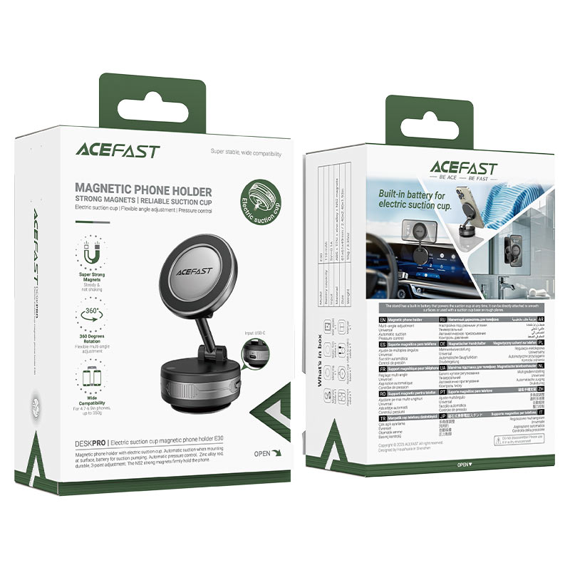 ACEFAST E30 Magnetic Phone Holder – Electric Suction Cup with N52 Magnets