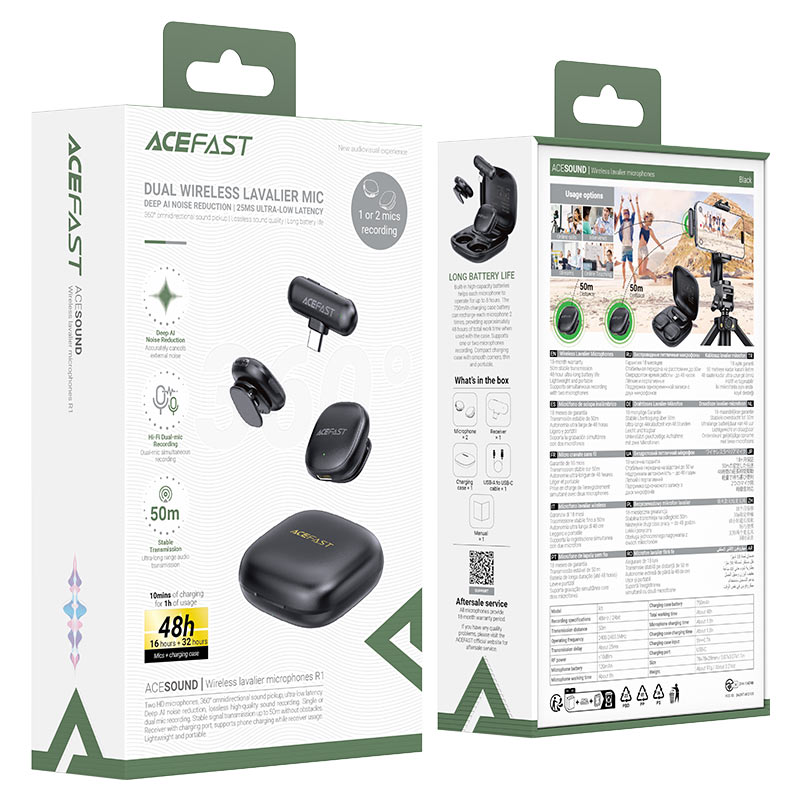 Acefast R1 Wireless Lavalier Microphone – Clear Sound