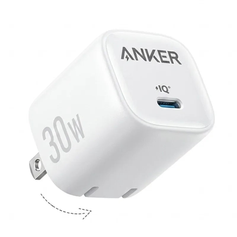 Anker Zolo 30W USB-C GaN Wall Charger A2698 with foldable plug - white