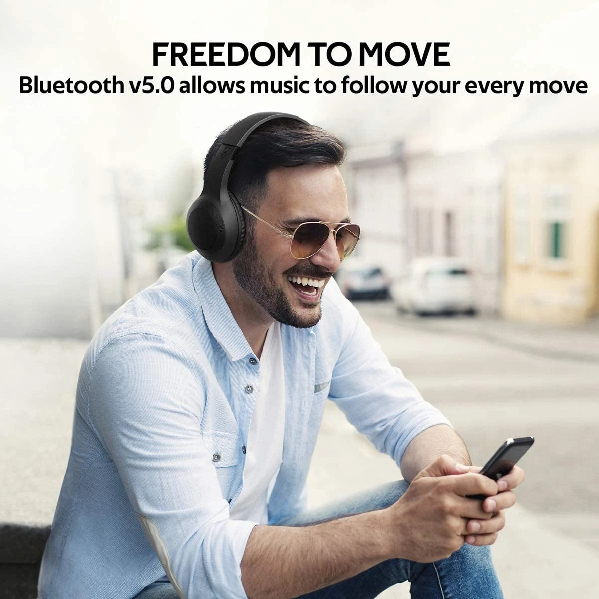 Promate LaBoca Headphone, Over-Ear Deep Bass Wireless Headphone with Long Paytime, Hi-Fi Sound - BLACK