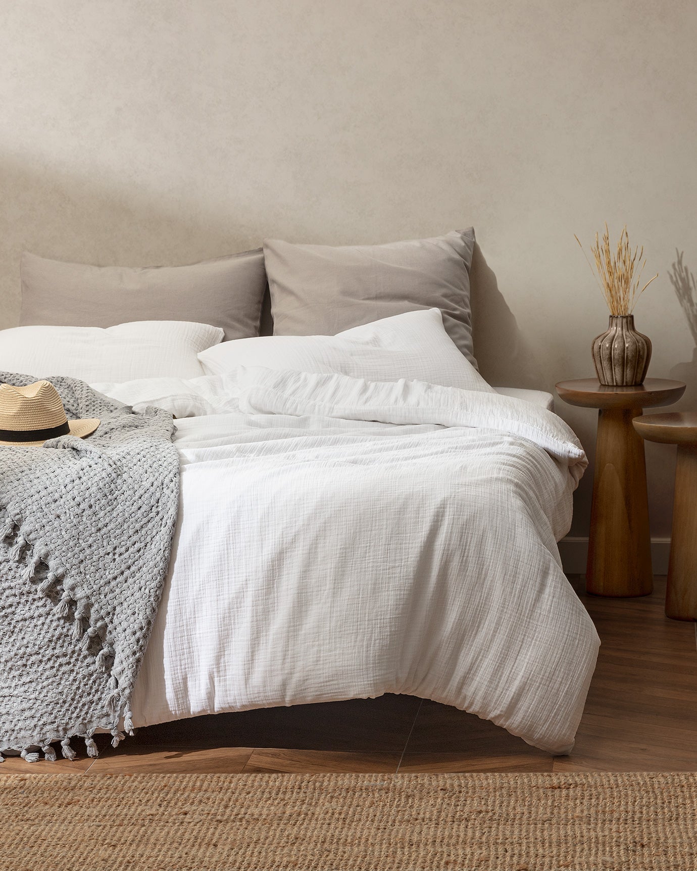 Marla Muslin Superking Size Duvet Cover Set - Fitted - Madame Coco JO