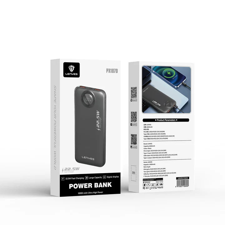 Lenyes PX187D 10000mAh Fast Charging Power Bank