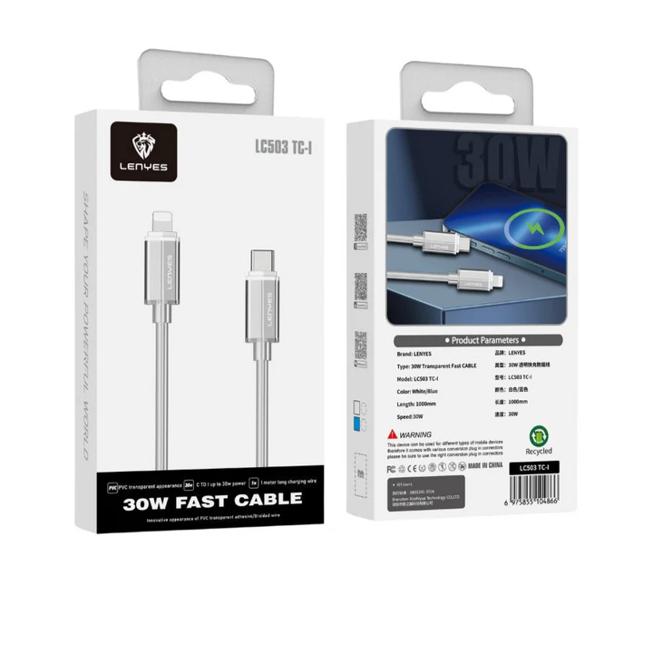 Lenyes LC503TC-TC 60W USB-C Transparent Alloy Cable