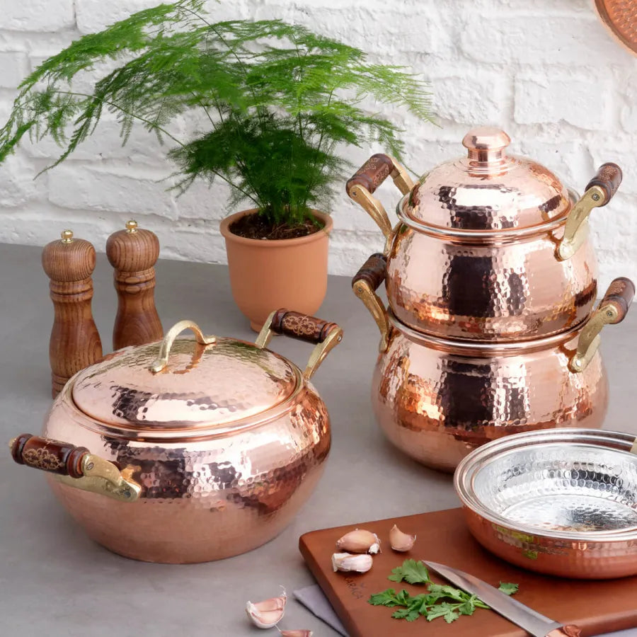 KARACA Mesopotamia Copper Shallow Casserole with Lid, 20cm