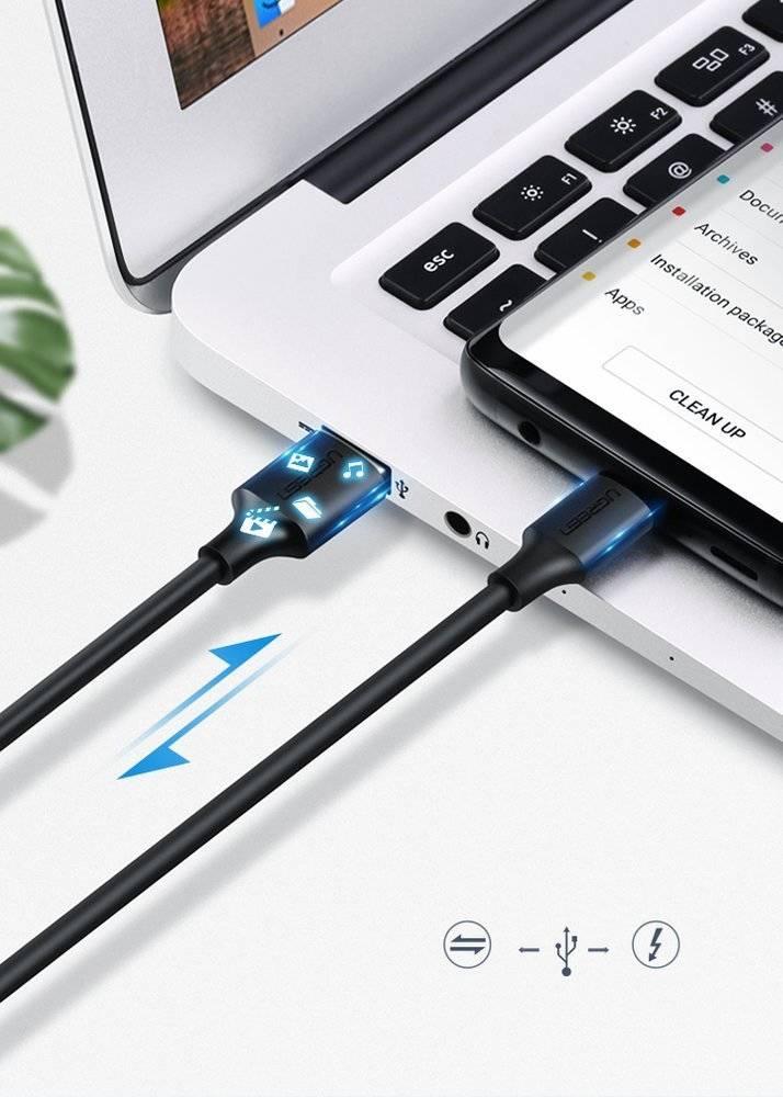 UGREEN USB-A 2.0 to USB-C Cable Nickel Plating 1m (White)
