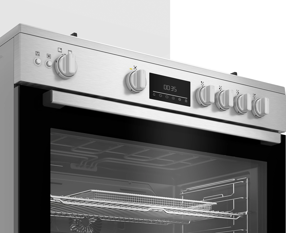 Beko Gas Cooker 90 cm 5 Burners Stainless Steel with Fan | BGGR11225GXA