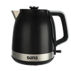 Sona Kettle 1.7L 1850-2200W Stainless Steel with LED Indicator & Removable Filter Black