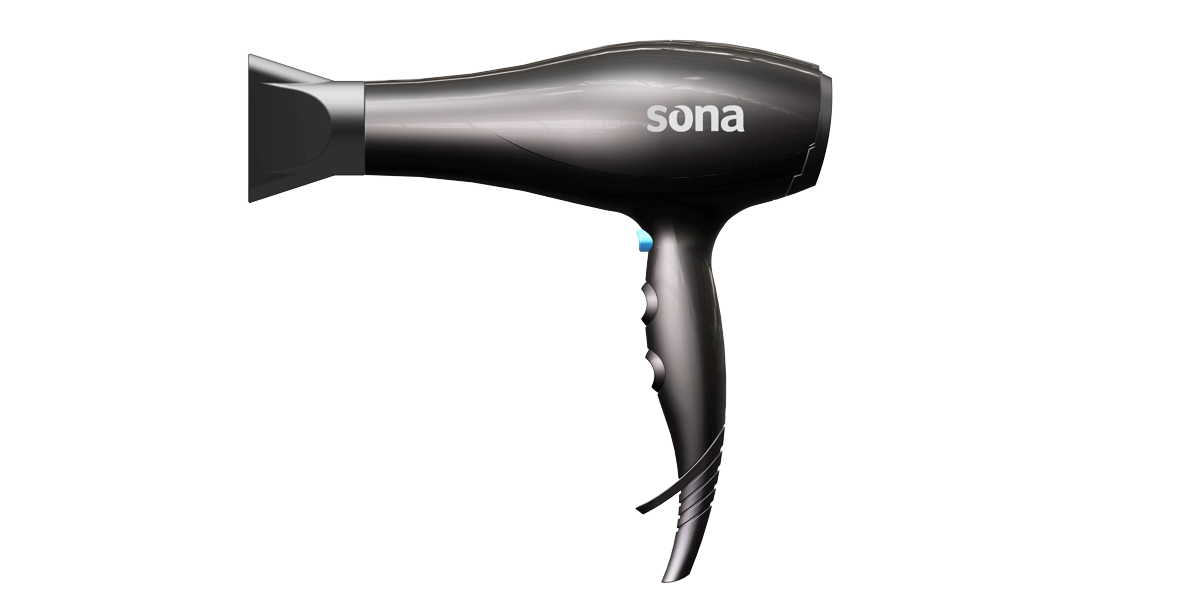Sona Hair Dryer 2200W Ionic Technology 2 Speeds 3 Heat Settings – Black | Model SHD-741