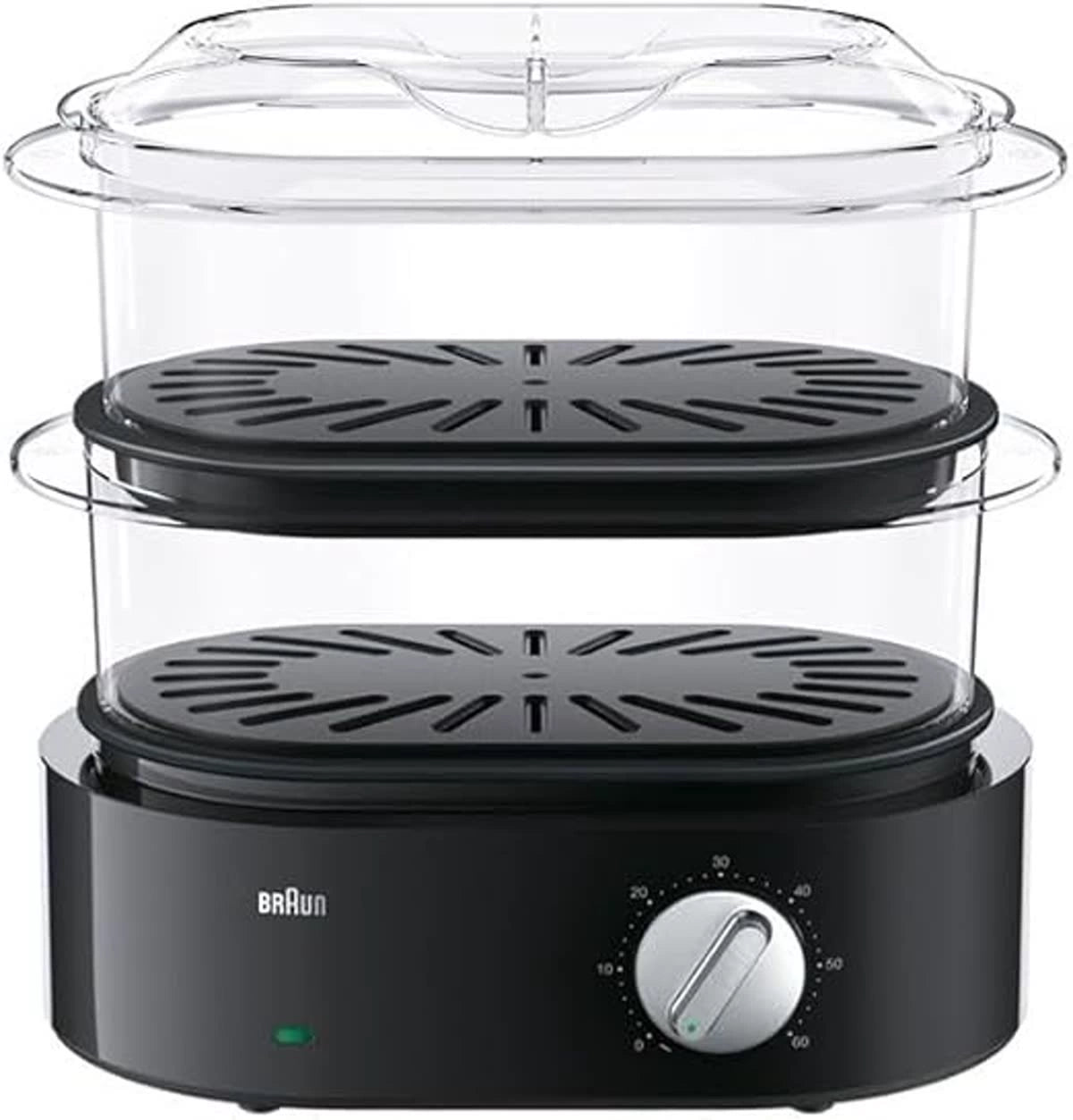 Braun IdentityCollection Food Steamer 850W 2-Tier 3.1L with Easy Timer – Black (FS5100BK)