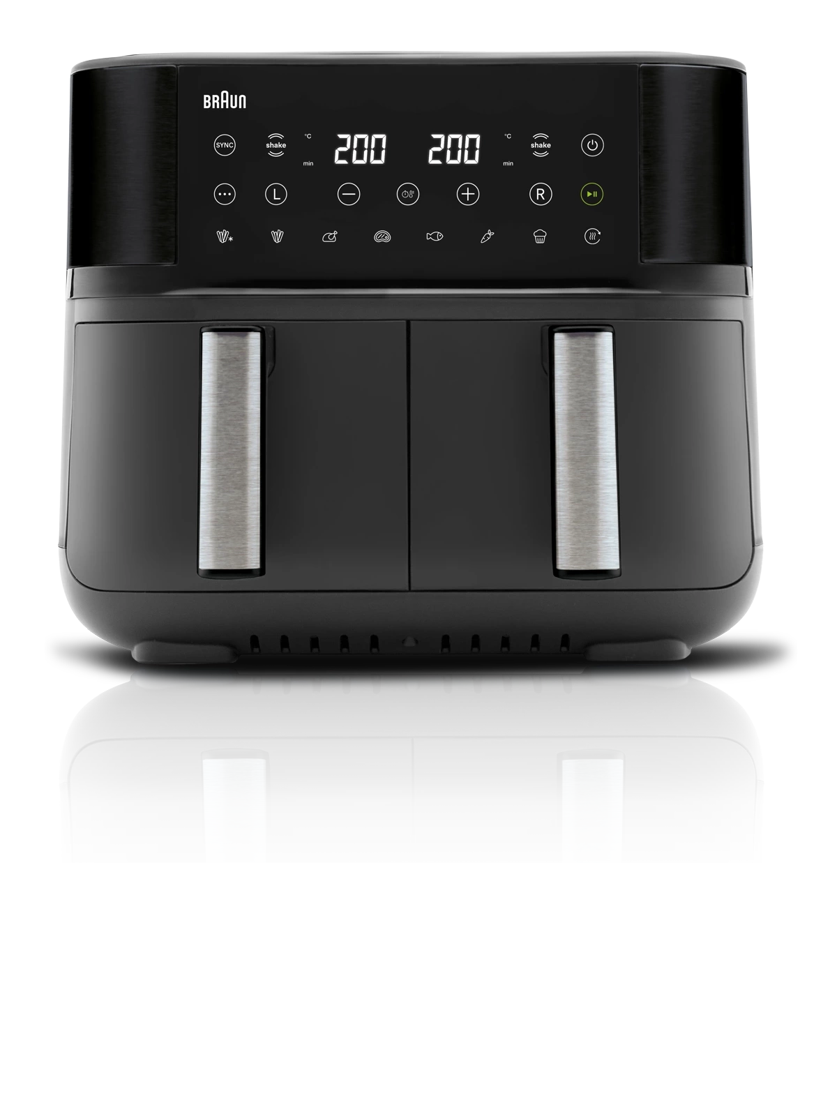 Braun Dual Basket Air Fryer 8L 2850W 8 Programs Sync Function Digital Touch Screen – Black