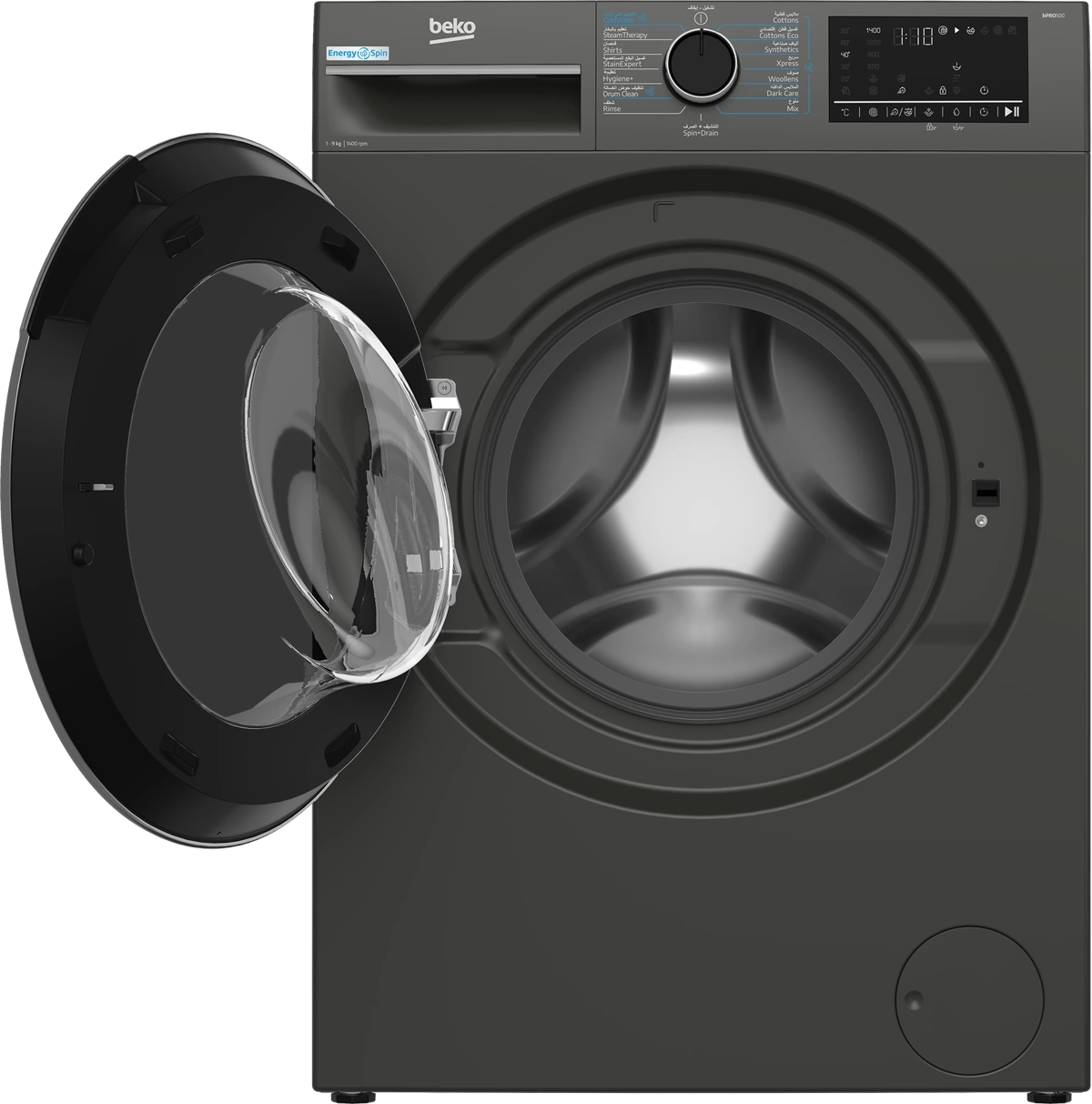 Beko Washing Machine 9 kg 15 Programs 1400 RPM Manhattan Gray Inverter A+++