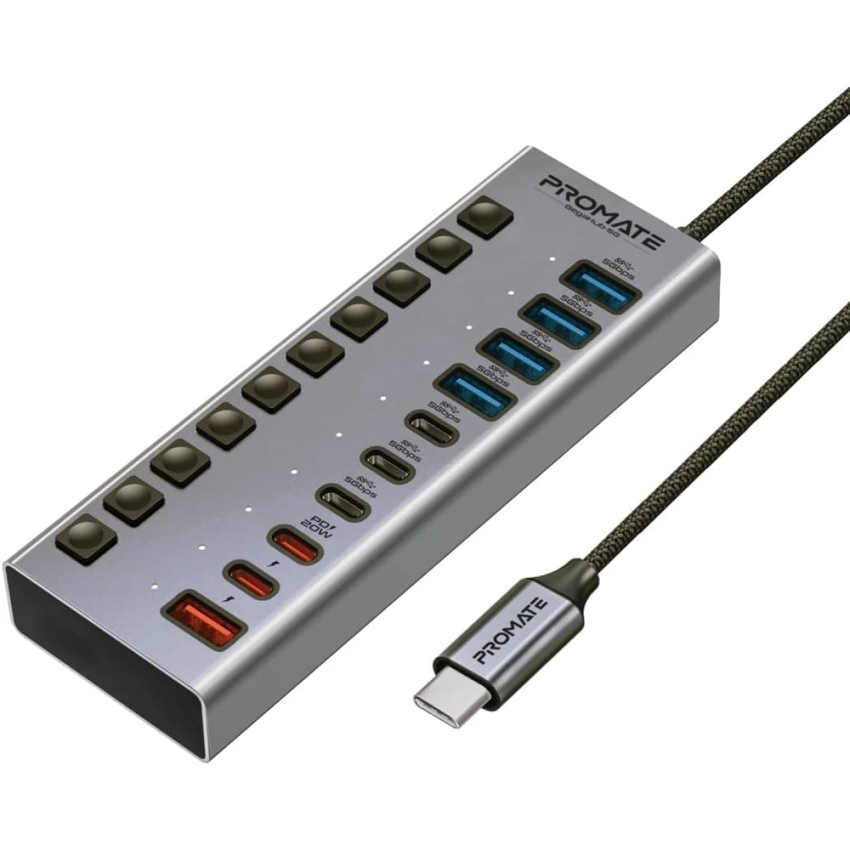 Promate GegaHub-5G 10-in-1 USB-C Multiport Hub with 5Gbps Data Transfer