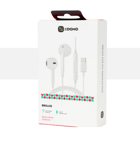 DOMO BRILLIO Stereo Wired Earphones Type-C White