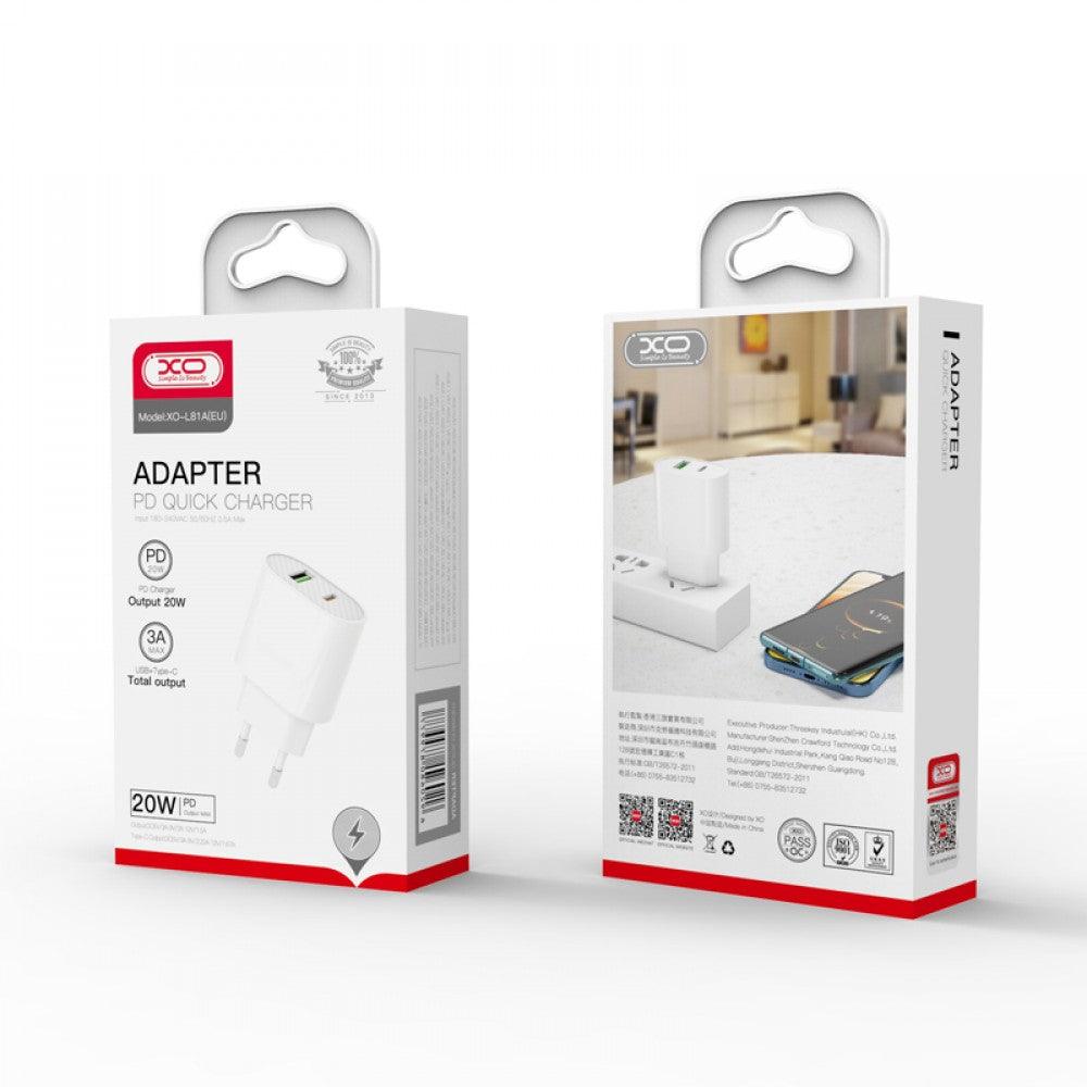 XO L81A EU PD20W+QC3.0 18W dual USB single port fast charger Single port