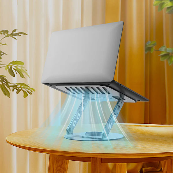 Lenyes CR190 Laptop Stand – 360° Rotating & Foldable (Silver)