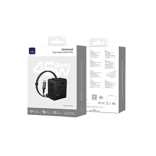WiWU 45W Universal Plug Adapter Cable Combo Wi-UA014