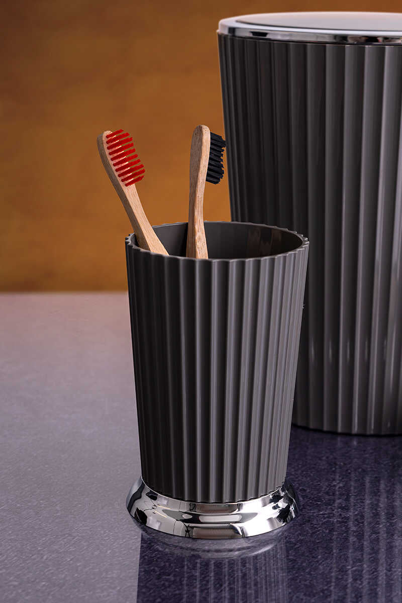 Primanova Nely Toothbrush Holder – Gray, Elegant Turkish Design
