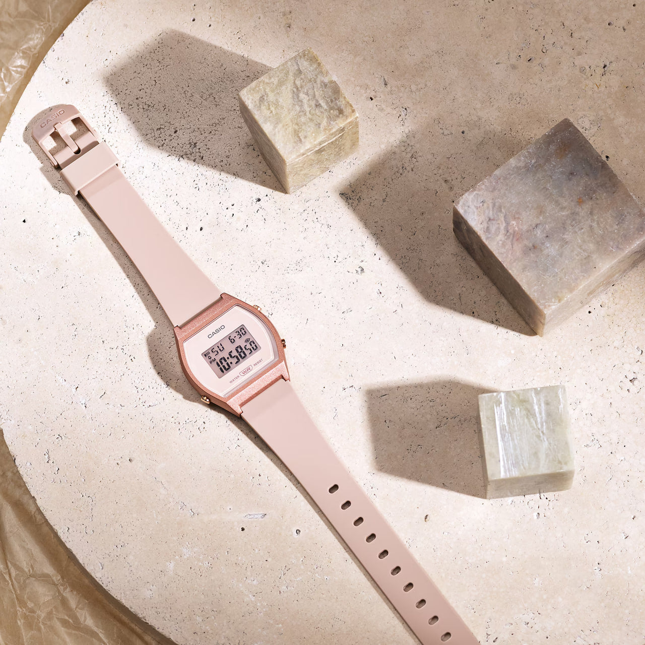 Casio Digital Beige Rubber For Women LW-204-4A