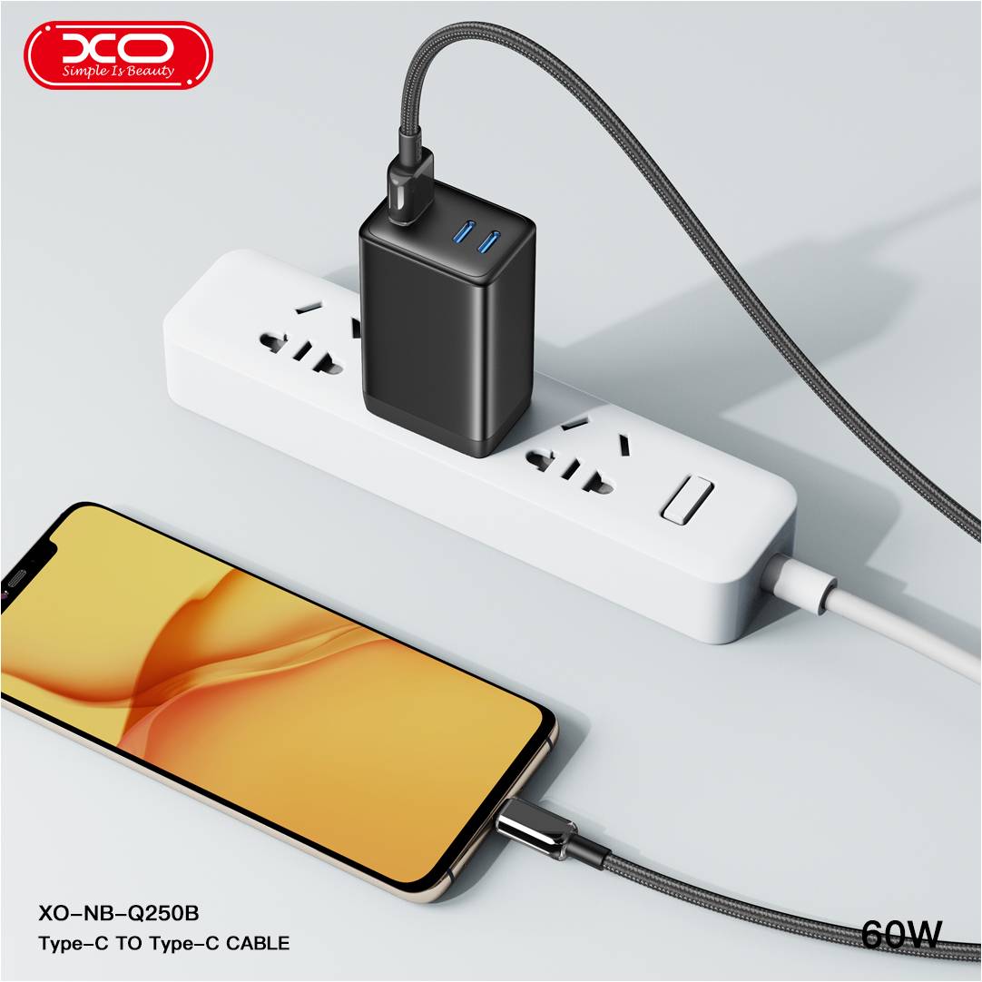 XO NB-Q250 Cable 60W PD – USB-C to USB-C Fast Charging