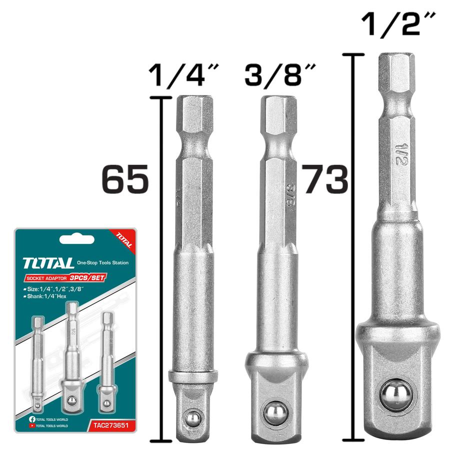 TOTAL Drill Box Socket Set 1/2+3/8+1/4 (TAC273651)