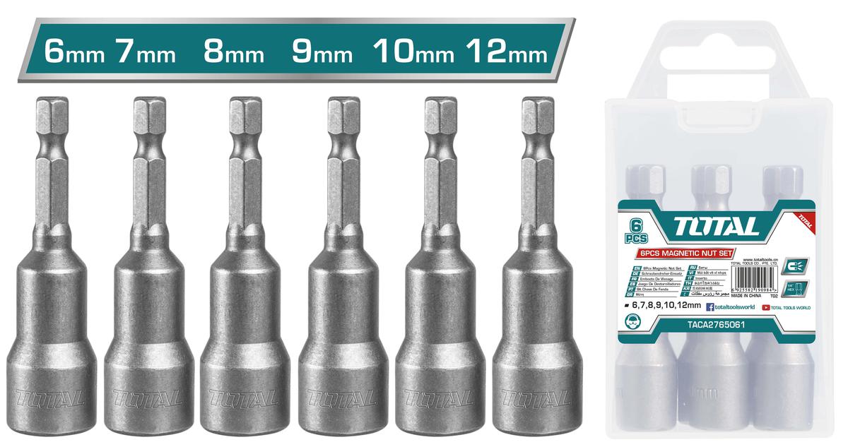 TOTAL 6PCS Magnetic Nuts Set 6mm-12mm (TAC2765061)