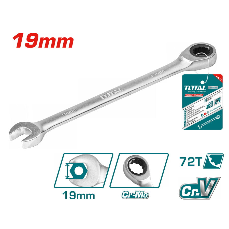 Total Ratchet Spanner 19mm (TCSPAR191) – Precision and Ease for Professional Use
