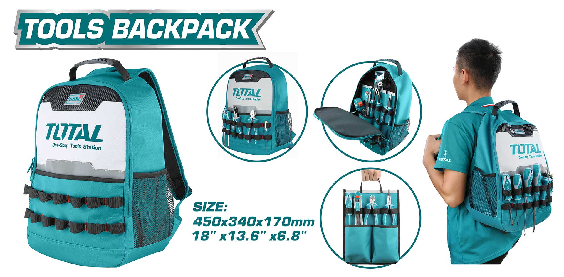 TOTAL 8kg Backpack Tool Bag (THBP0201)