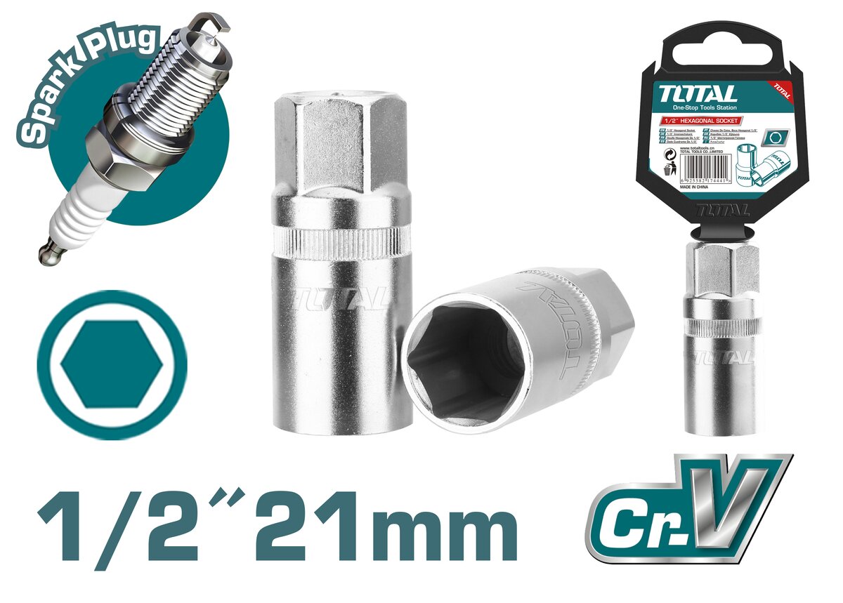 Total 1/2" Spark Plug Socket 21mm (THSPS12216)