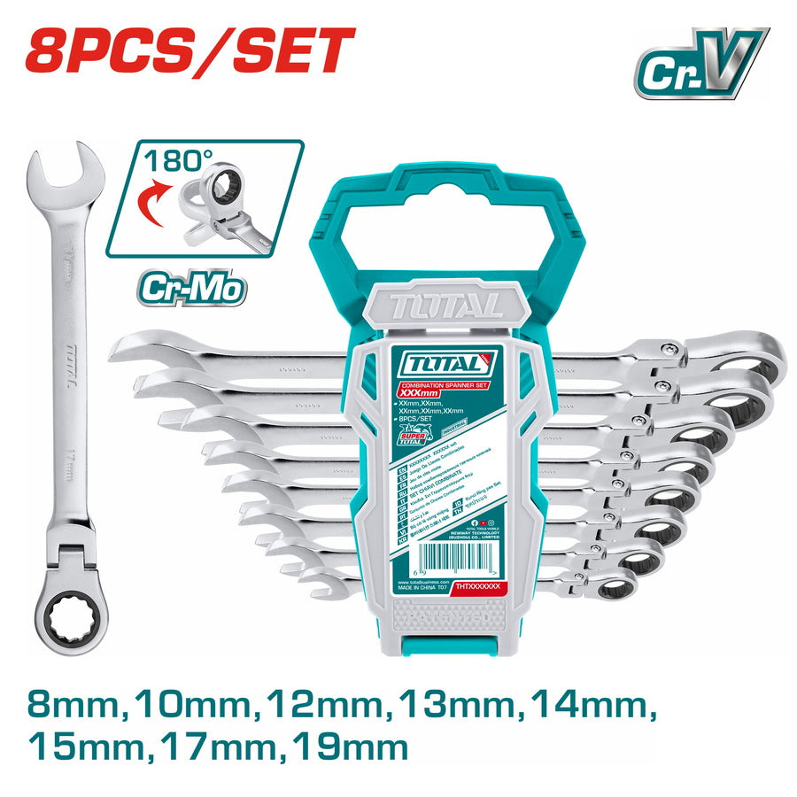 Total 8-Piece Ratchet Combination Spanner Set (THT102RK586)