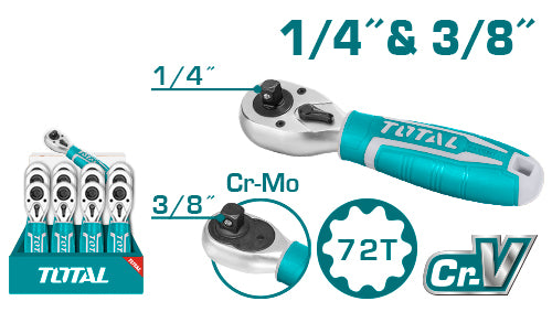 TOTAL Stubby Ratchet Handle 1/4″ & 3/8″ | THT1061438