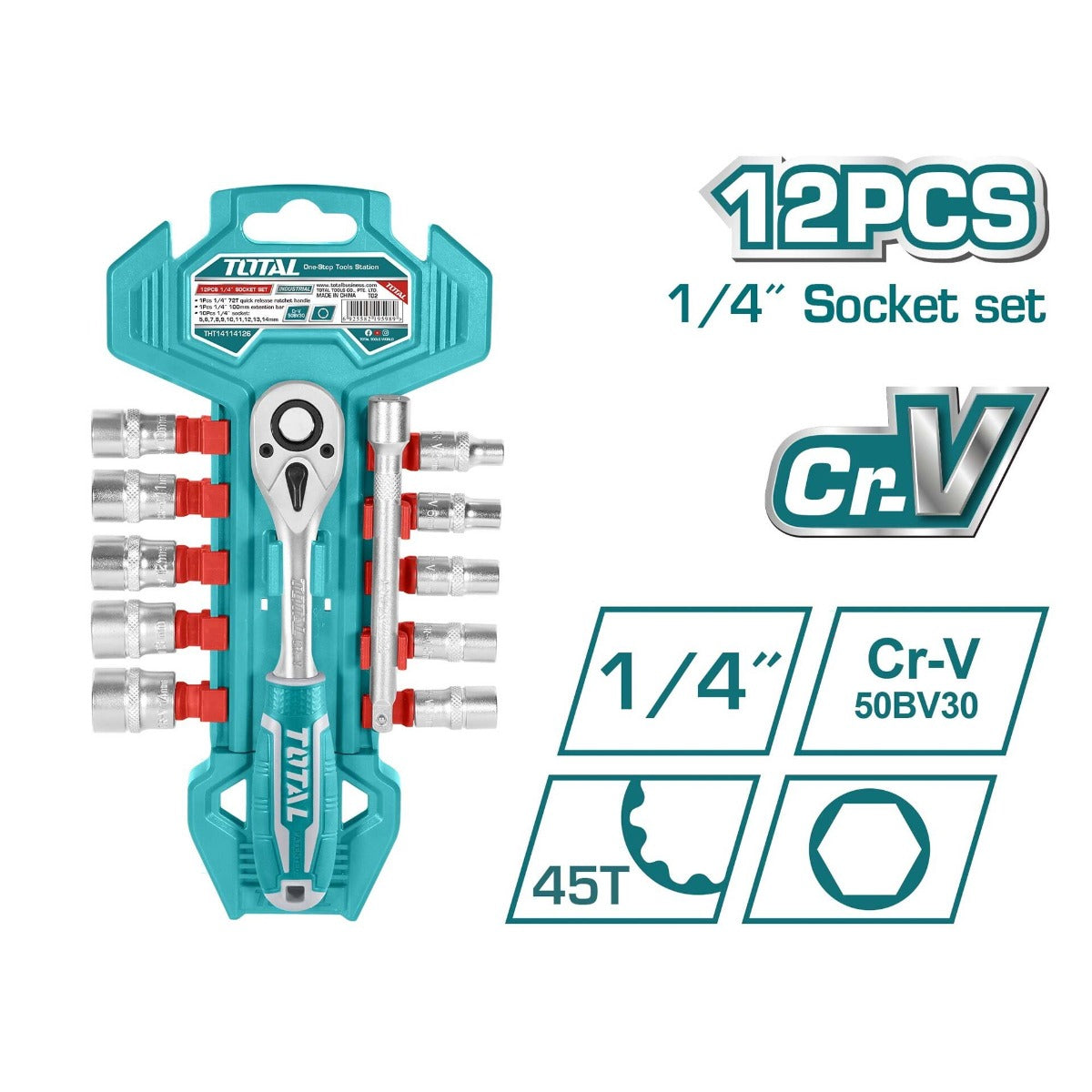 TOTAL 12-Piece Ratchet Socket Set – THT14114126