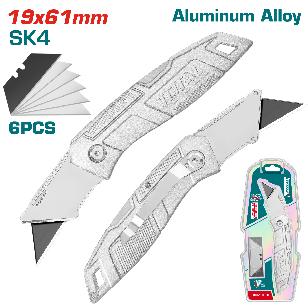 TOTAL Folding Knife with 5 Spare Blades 61×19mm