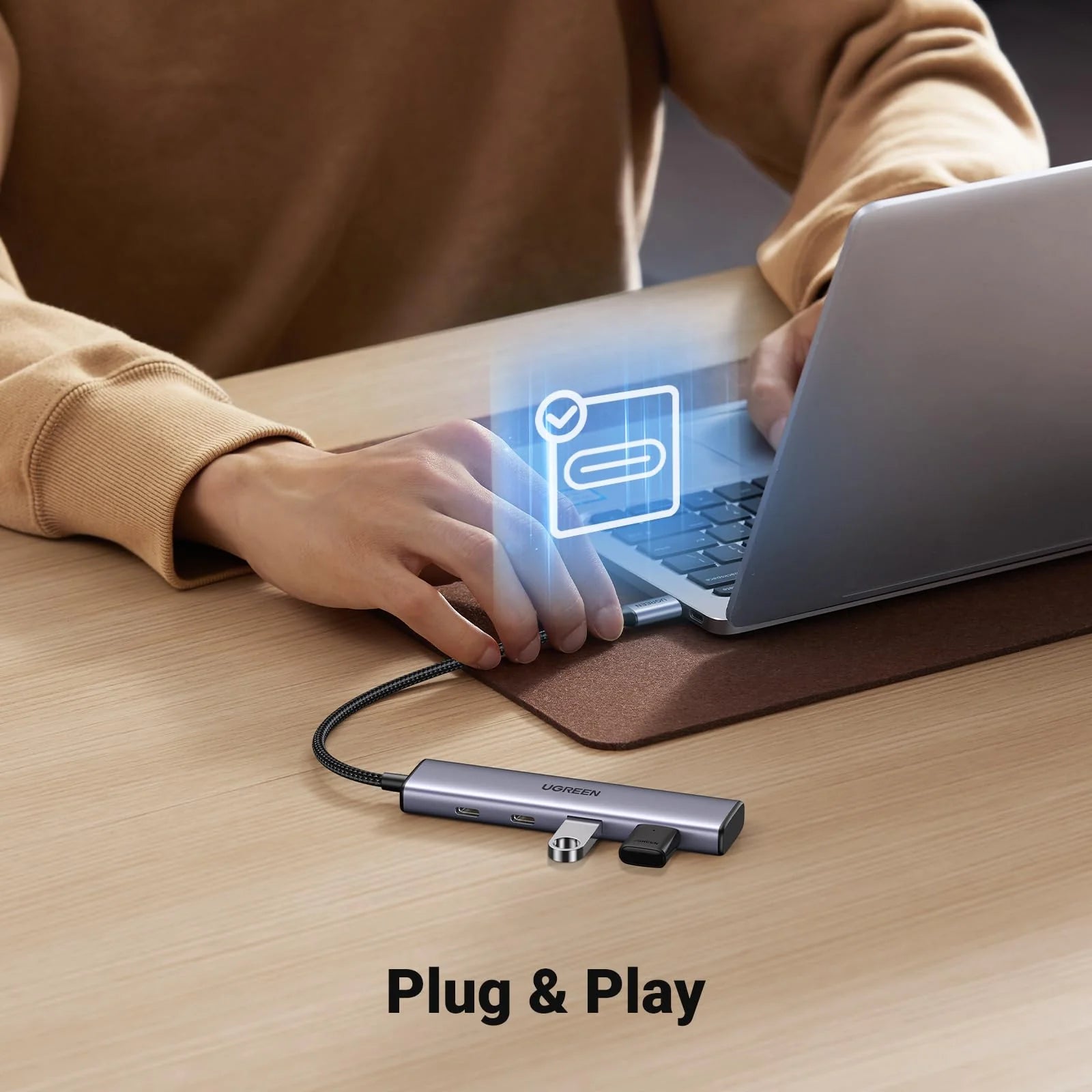 UGREEN Aluminum USB-C Hub, 4 Ports USB-C & USB 3.0 - Fast Data