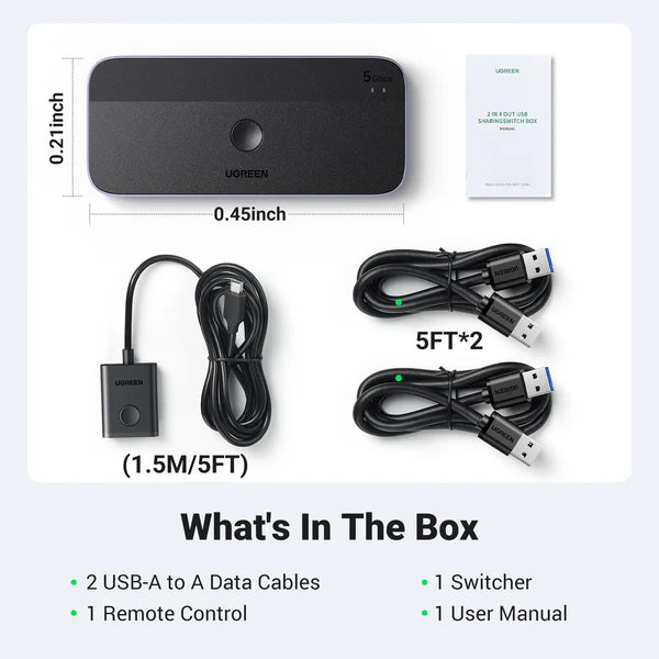 UGREEN USB 3.0 Switch for USB-C & USB-A Device Sharing