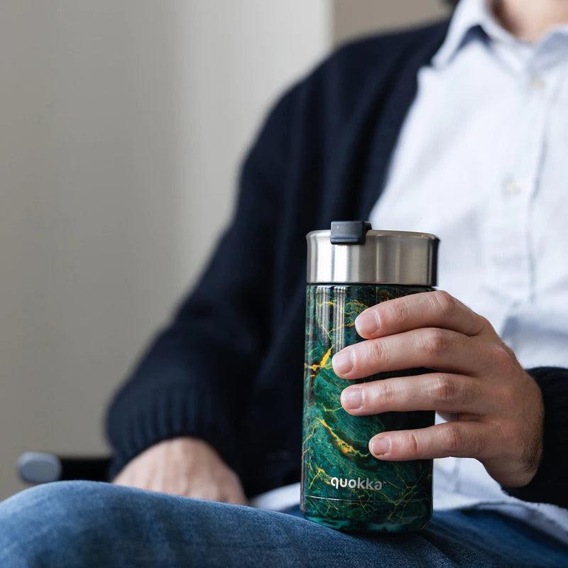 QUOKKA thermal stainless steel coffee/tea tumbler with infuser greenstone 400 ml