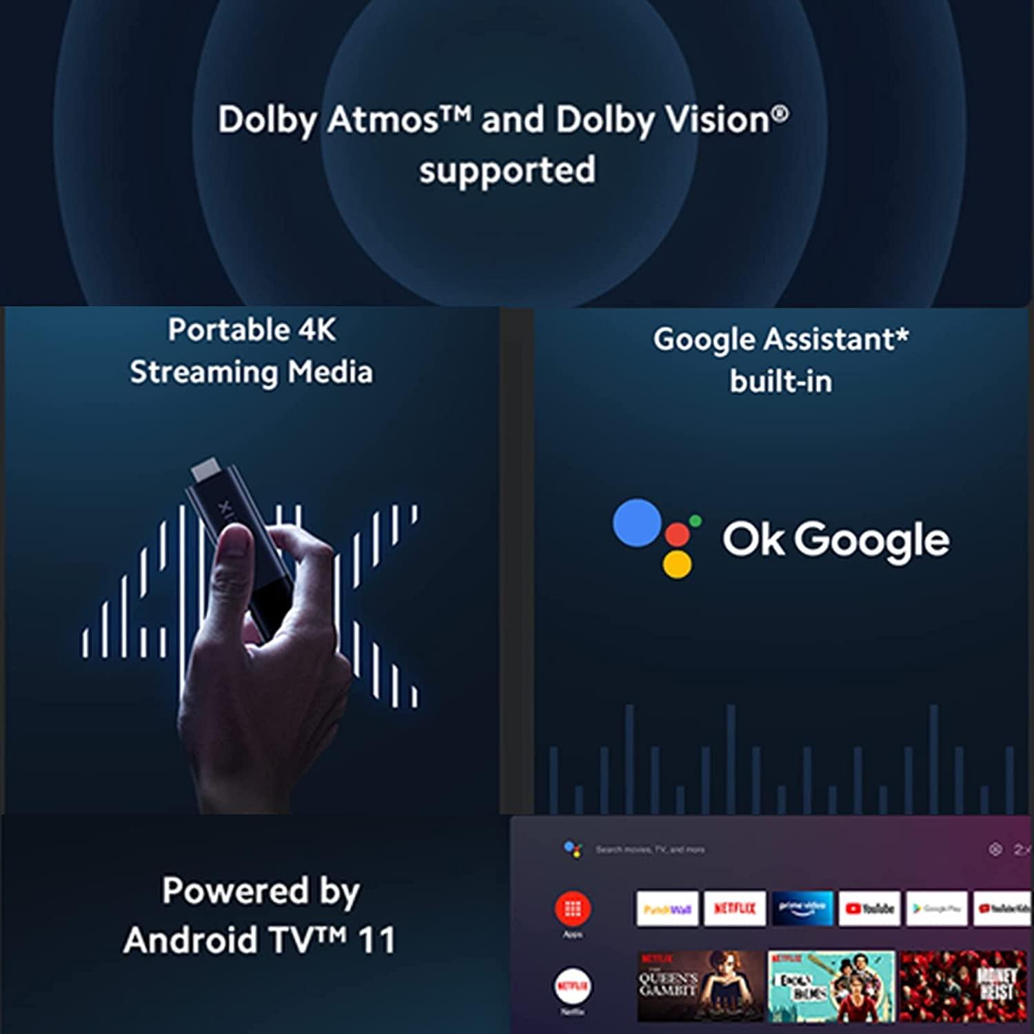 Xiaomi TV Stick 4K with Google TV – Streaming Media Player | Ultra HD, Dolby Vision, Dual-Band Wi-Fi, Bluetooth Remote, Android TV OS