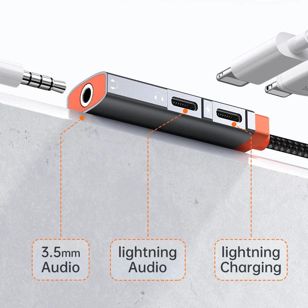 Mcdodo Lightning to 3.5mm Audio & OTG Charging Adapter - Black