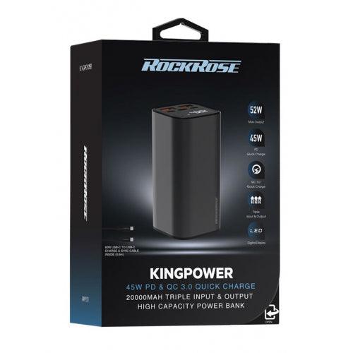 ROCKROSE 20000mAh Power Bank Fast Charging 52.5W - Grey