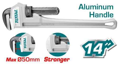 Total 14" Aluminum Handle Pipe Wrench – Lightweight & Durable