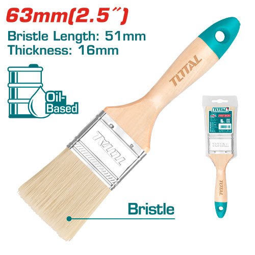 TOTAL 2.5" Wooden Handle Paint Brush – Durable & Smooth