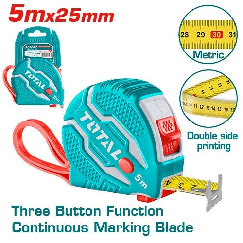 Total Steel Rubber Measuring Tape 5m × 25mm (TMT126052M)