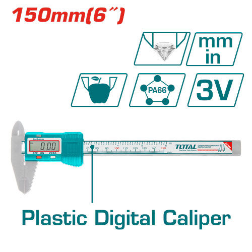 TOTAL 6-Inch Digital Plastic Caliper (TMT331501) – Accurate Measurements