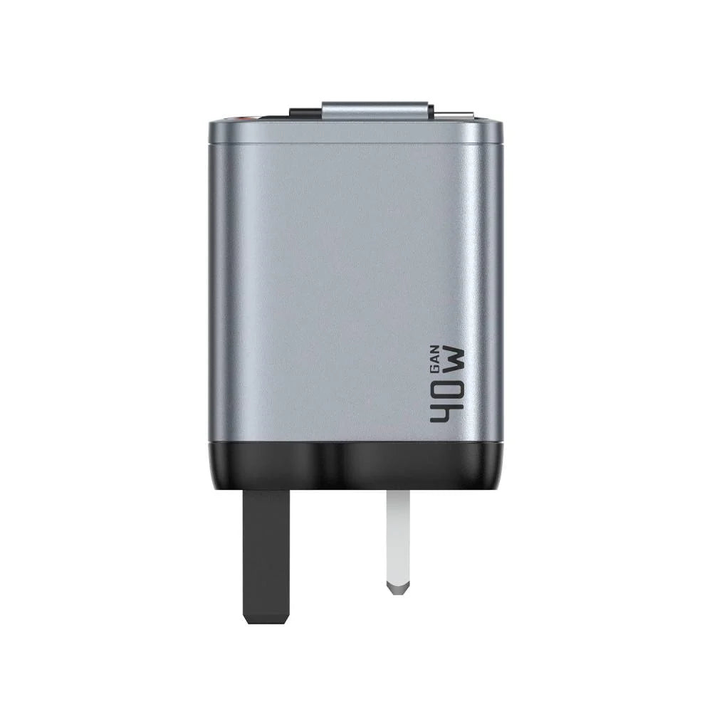 Green Lion 40W GaN UK Wall Charger + Type-C Cable – Gray