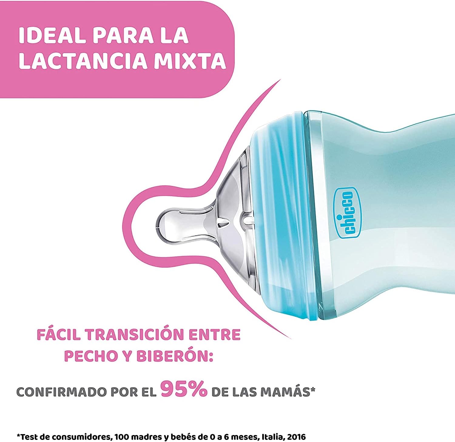 Chicco Natural Feeling Bottle 330ml Fast Flow 6M+ - Blue